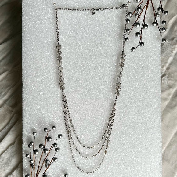 LOFT Jewelry - Silver tone & faceted bead multi strand necklace. Goes with any color.